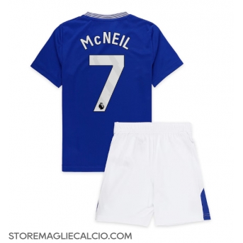 Everton Dwight McNeil #7 Maglia Gara Casa Repliche 2024-25 Bambino Maniche Corte